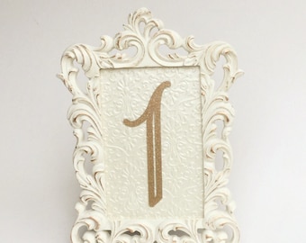 Table number frames 4 x 6 ivory and gold wedding frames ornate baroque style