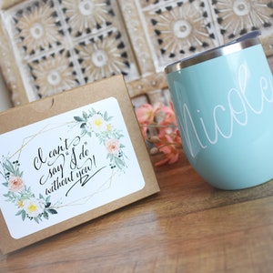 Personalized bridesmaid wine tumbler metal insulated tumbler bridal party gift idea asking bridesmaid