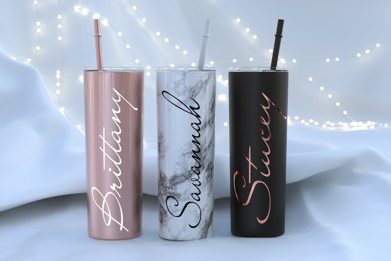Personalized Bridesmaid Tumbler Custom Cups With Straws Etsy