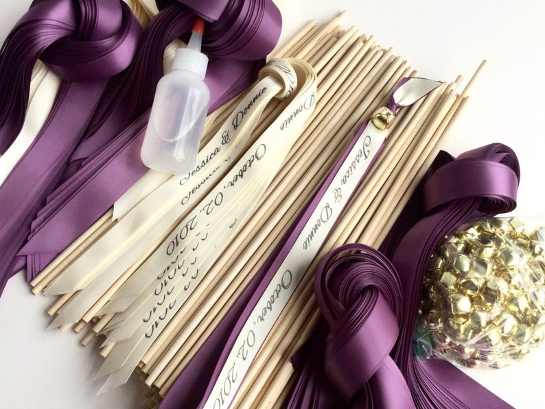 75 DIY Personalized Wedding Wand Kit Your Choice of Ribbon Etsy