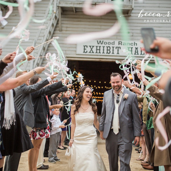 100 wedding wands send off ideas ceremony exit wedding ribbon favors with or without bells