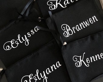 Bridesmaid makeup bag make up carrier cosmetic bag bridal gift black and white