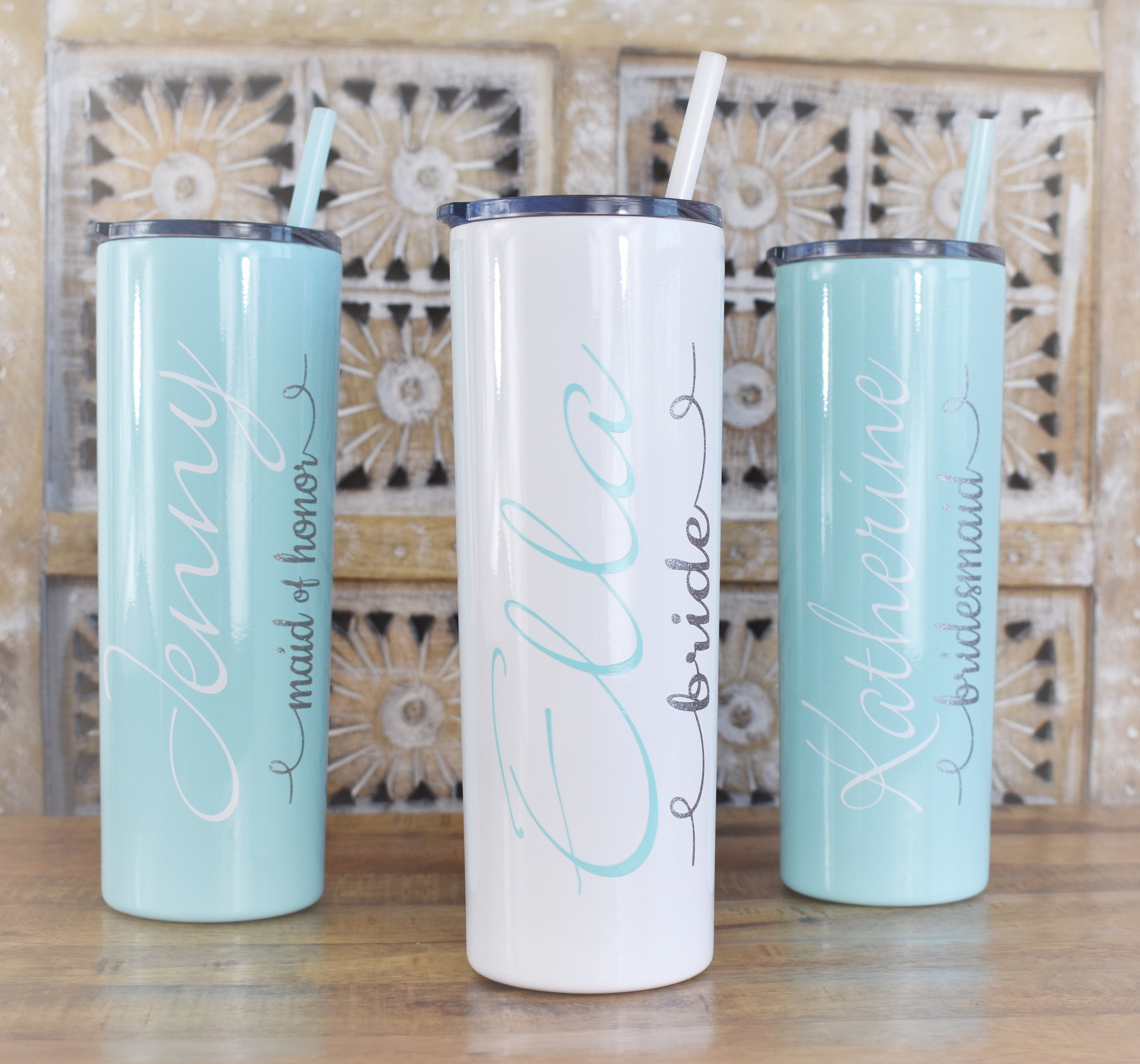 Custom Bridal Party Tumblers for Bride, Bridesmaid, Maid of Honor, Flower  Girl & More – Gifts Are Blue