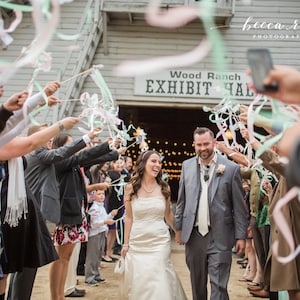 150 ribbon wedding wands send off idea ceremony exit ribbon wedding favor with or without bells