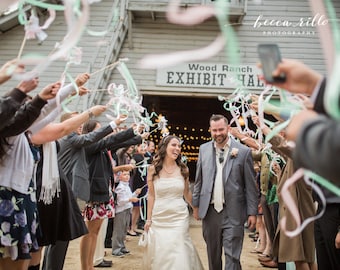 150 ribbon wedding wands send off idea ceremony exit ribbon wedding favor with or without bells