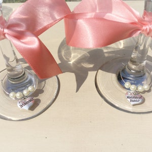 Bridesmaid wine glasses bridal party gift set personalized wedding wine glasses image 2