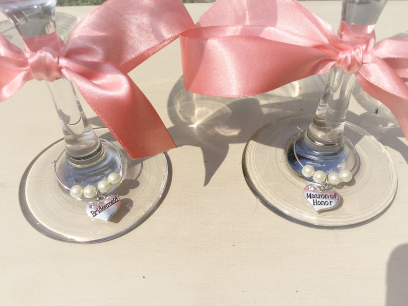 Bridesmaid wine glasses bridal party gift set personalized wedding wine glasses image 2