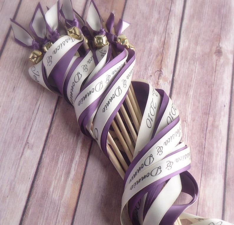 150 ribbon wedding wands send off idea ceremony exit ribbon wedding favor with or without bells image 8