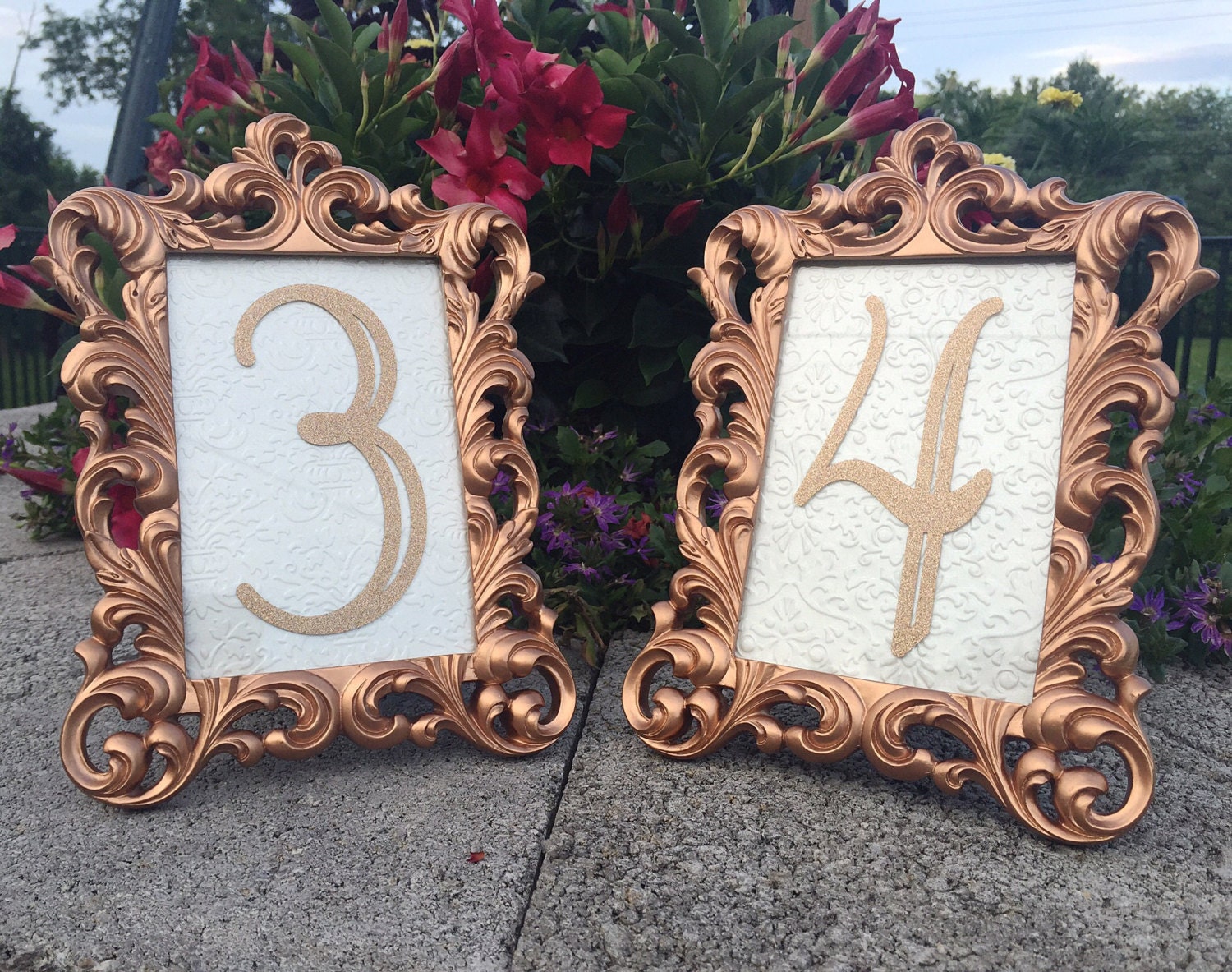 Table number frames 4 x 6 rose gold wedding frames ornate Etsy