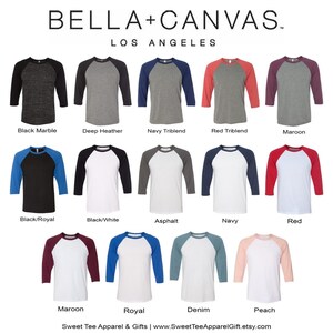 May include: A variety of Bella + Canvas 3001 Unisex Short Sleeve Baseball T-Shirts in different colors. The shirts are made of a soft, comfortable blend of cotton and polyester. The shirts are available in a variety of colors, including black, white, red, blue, gray, and maroon.