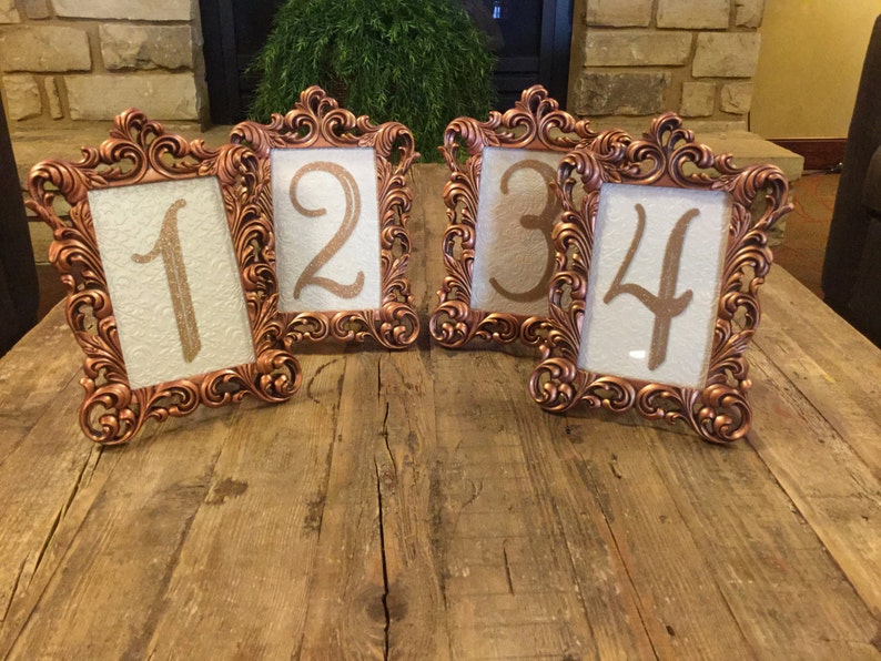 Table number frames 4 x 6 vintage gold copper wedding frames Etsy