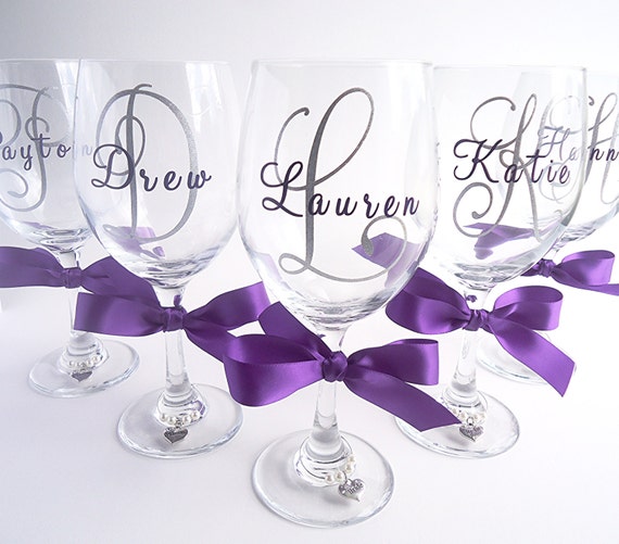 Buy Bridesmaid Wine Glass Set of 4, Engraved Bridesmaid Wine