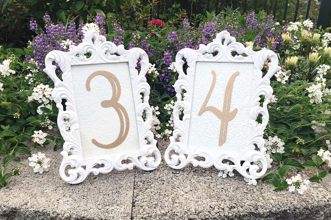 White Table Number Frames 4 X 6 Wedding Frames Ornate Baroque Etsy