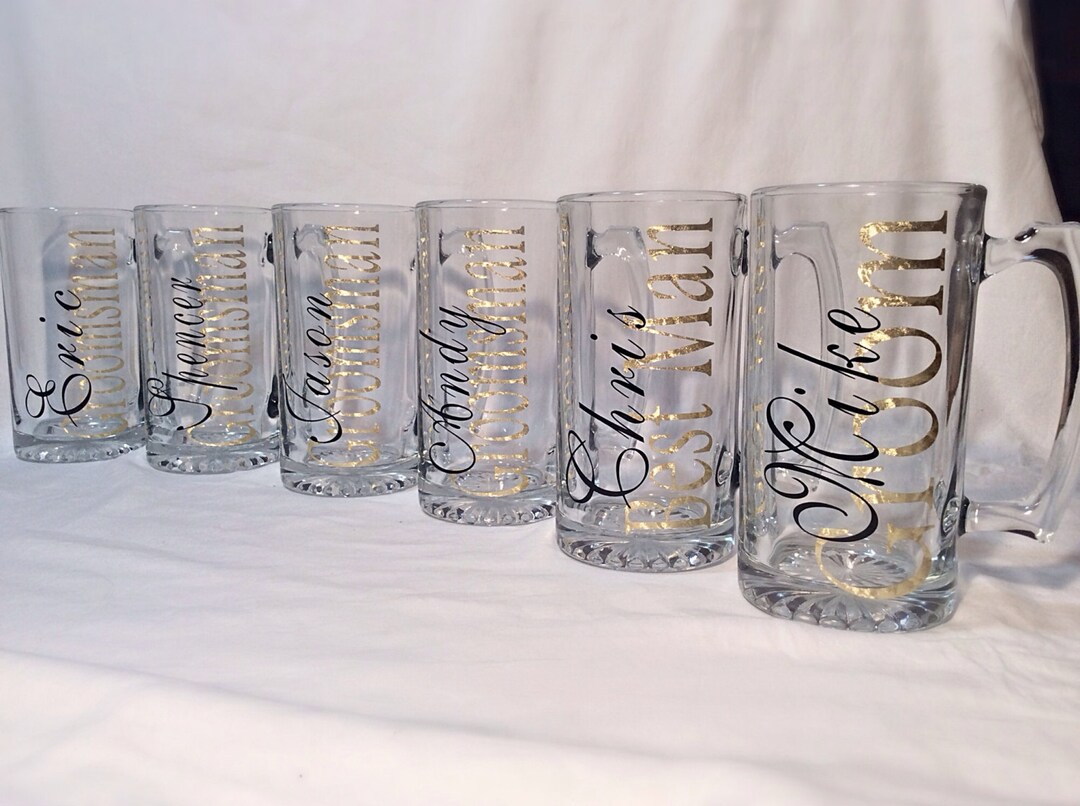 6 Groomsmen Beer Mugs Personalized Bridal Party Gift Groom Mug Best Man ...