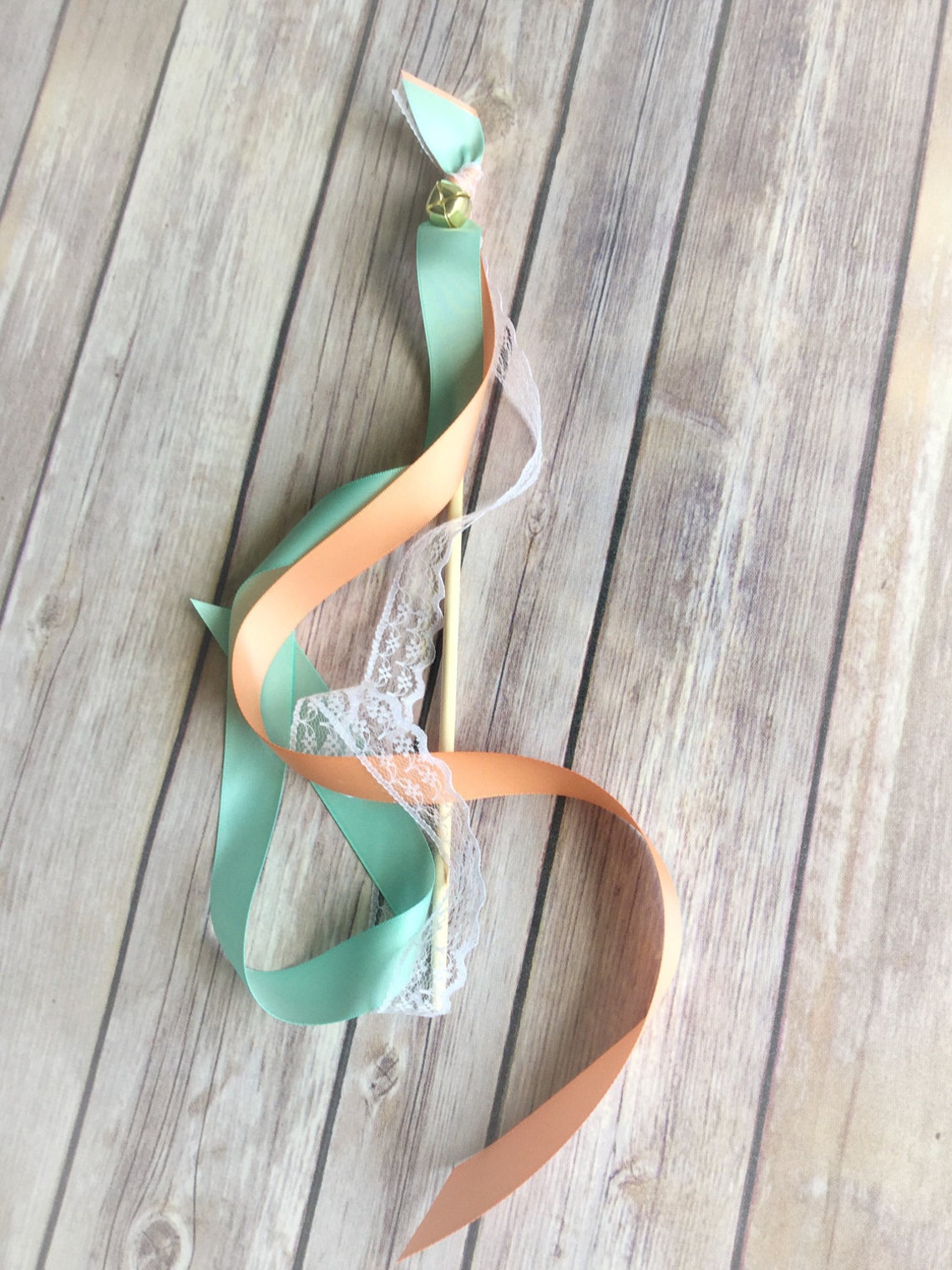 125 Ribbon Wand Send off Aqua Peach and Lace Wedding Wands Etsy