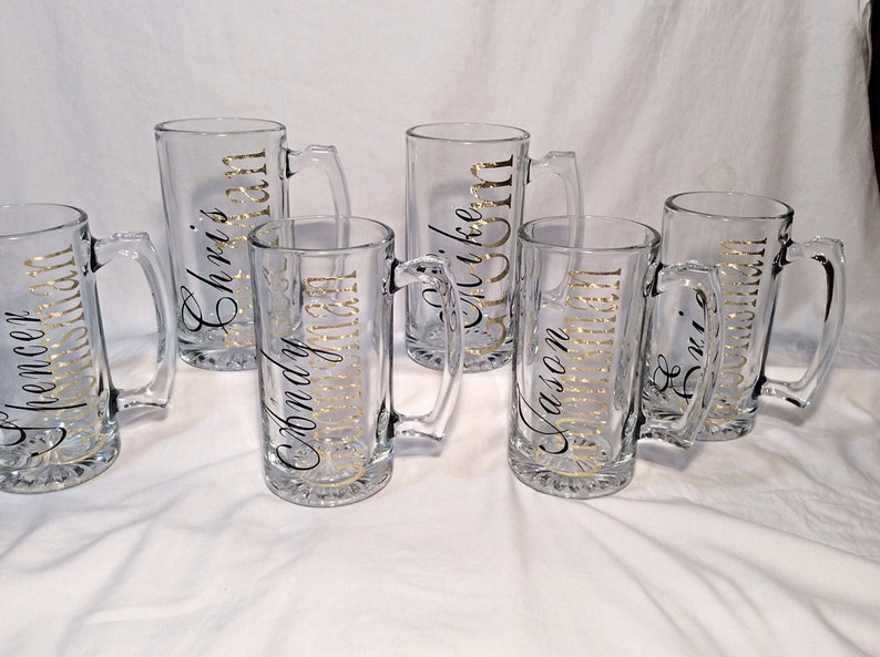 6 Groomsmen Beer Mugs Personalized Bridal Party Gift Groom Mug - Etsy