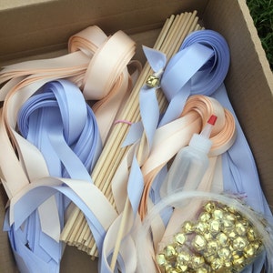 100 DIY Wedding wand kit your choice of ribbon color