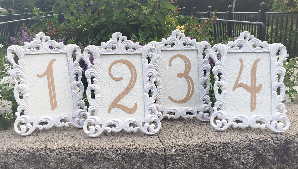 White Table Number Frames 4 X 6 Wedding Frames Ornate Baroque Etsy