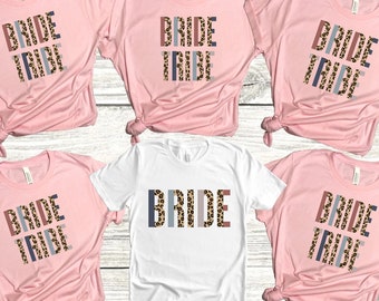 Bachelorette party shirts - Bride Tribe - Bridal party shirts - proposal gift t-shirt asking bridesmaids gift idea - Leopard print