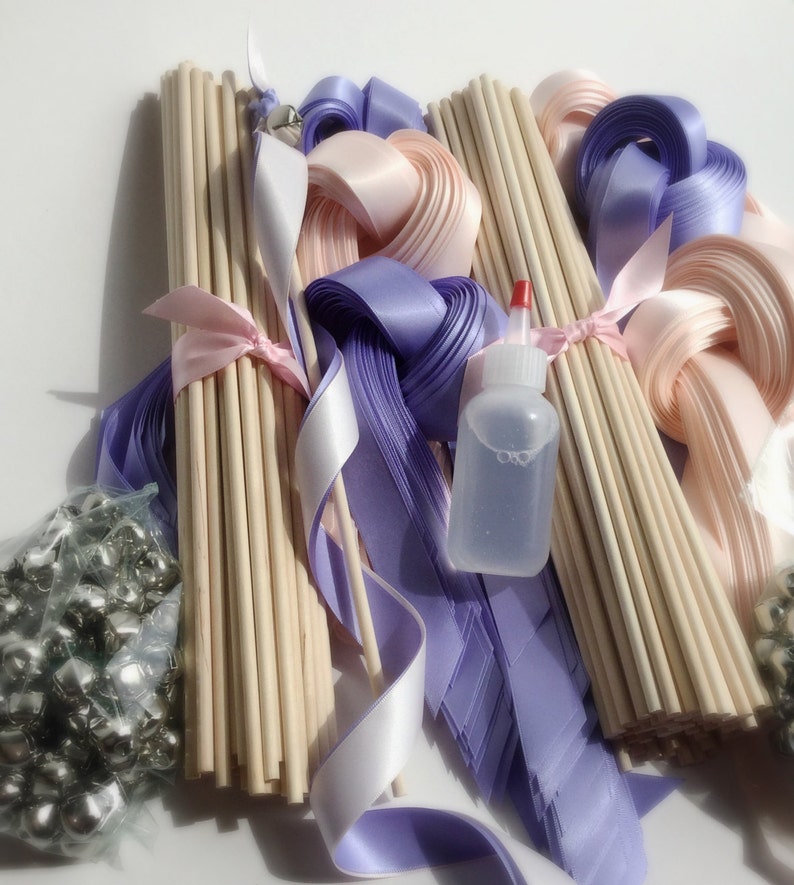 200 DIY Wedding wand kit your choice of ribbon color image 5