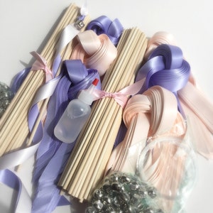 200 DIY Wedding wand kit your choice of ribbon color image 1