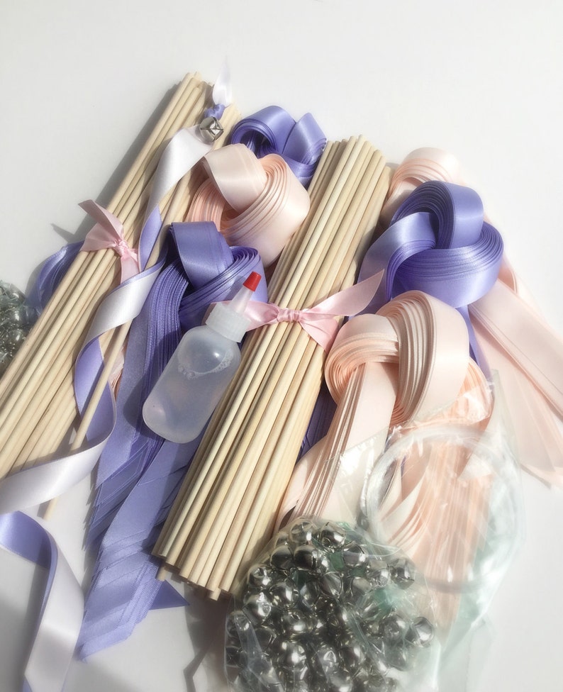 200 DIY Wedding wand kit your choice of ribbon color image 1