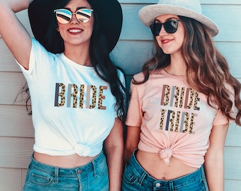 Bachelorette party shirts - Bride Tribe - Bridal party shirts - proposal gift t-shirt asking bridesmaids gift idea - Leopard print