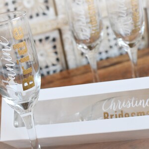 8 bridesmaid champagne glasses personalized bridal party gifts