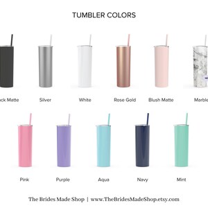 Puede incluir: Tabla de colores de vasos mostrando 11 colores diferentes: negro mate, plata, blanco, oro rosa, mate ruborizado, m&aacute;rmol, rosa, morado, aguamarina, azul marino y menta.