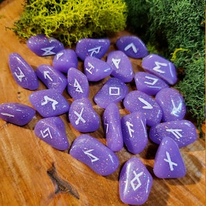 Pastel Purple Norse / Elder Futhark Runes, Set of 24