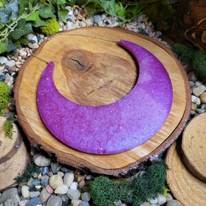 Hot Pink with Glitter Crescent Moon Wall Hanging