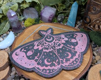 Grey and Pink Moth Wall Hanging