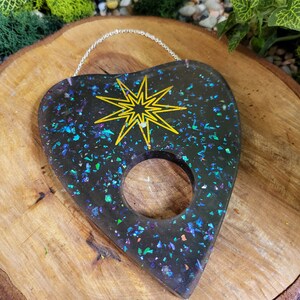 Black with Holo Glitter Flakes Planchette Wall Hanging