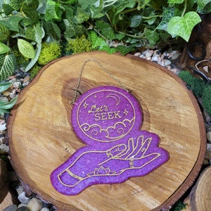 Hot Pink and Gold &#39;Let&#39;s Seek&#39; Crystal Ball Wall Hanging
