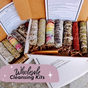 Wholesale Bridal or boutique Smudge Stick Variety in gift box bulk, White Sage variety, 7 chakras sage, Palo Santo, Healing Gemstone