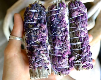 Seasonal Sage and lavender smudge sticks for peace and harmony, Sage Lavender Bundle 1, 3 or 5 Dried Lavender Flower Sage Smudge Bundle