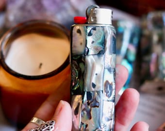 1x Estuche para encendedor de plata con incrustaciones de piedra preciosa de abulón macizo, funda para encendedor personalizada, estuche para encendedor, venta al por mayor de encendedores, estuche para encendedor de plata