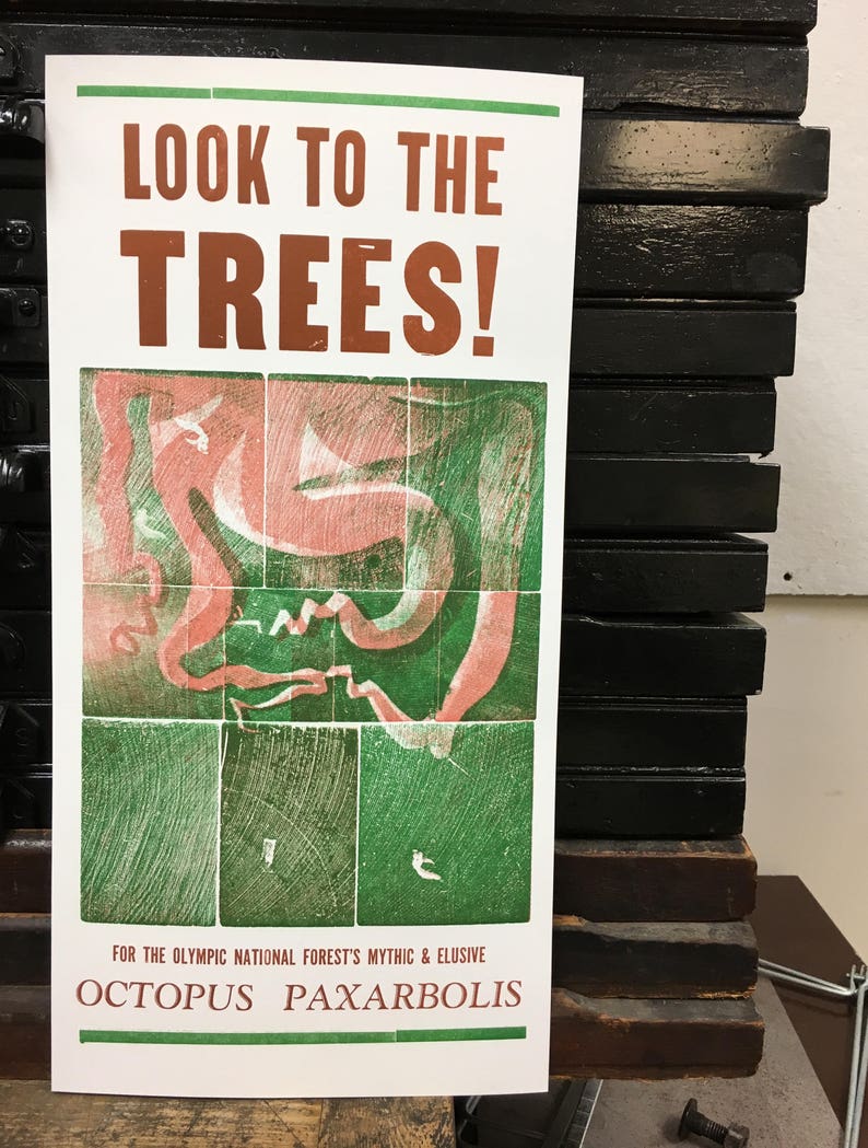 Pacific Northwest Tree Octopus Limited Edition Letterpress Print