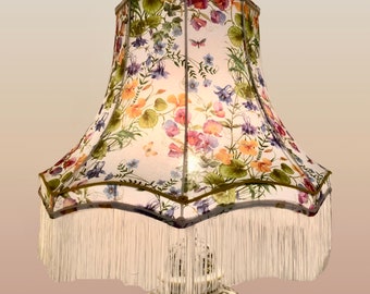 Large Flower Pagoda Lamp. Big Pagoda. Lyre pagoda. Floral fabric pagoda.