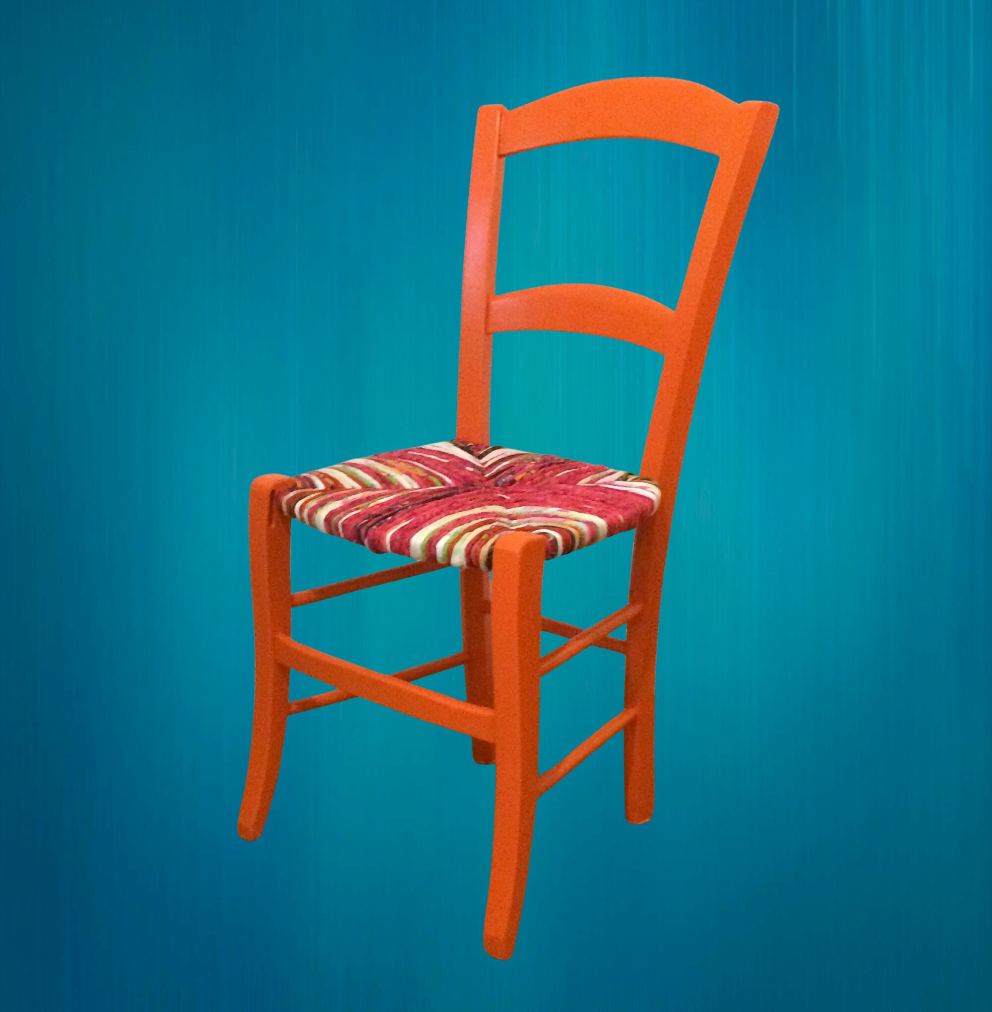 Colourful Chair Straw Chair Refurbished Chair Woven Etsy