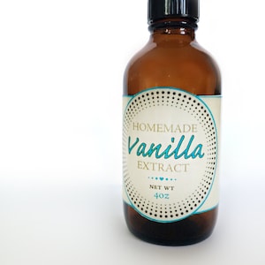 Cute 4oz VANILLA Extract Label - Instant Download - Digital File ONLY - Vanilla Extract Recipe + Tips come FREE! - Original Design!