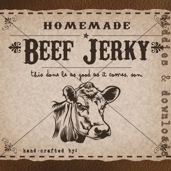 Printable Homemade BEEF JERKY label and recipe! A vintage, country gift perfect for Christmas! Instant Download • Digital File Only!