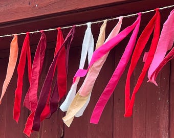 Party Decor/ Christmas Tassel Bunting Multicolor Rag Garland/ Rag Bounting Rainbow Garland Ribbon Bunting each meter includes 12 Tassels