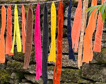Party Decor/ Christmas Tassel Bunting Multicolor Rag Garland/ Rag Bounting Rainbow Garland Ribbon Bunting each meter includes 12 Tassels