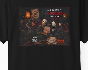 Vintage Horror Movie Night Party Scene T-shirt, Retro Halloween Movie Characters, Comfort Colors