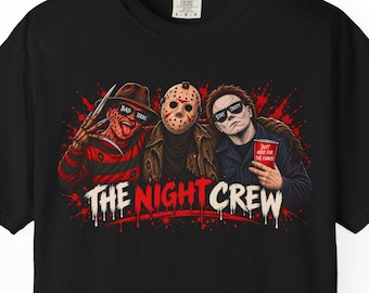 Funny Halloween Shirt The Night Crew T-shirt Horror, Men