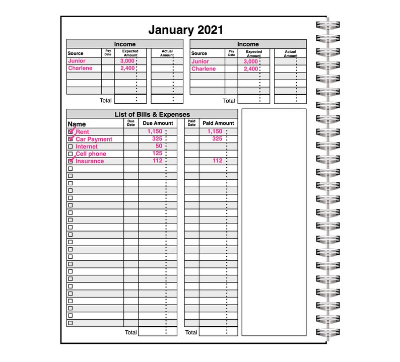 2021 Budget Planner Bill Organizer Tracker Monthly | Etsy