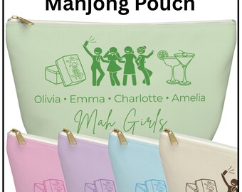 Personalized Mahjong Tile Bag, Custom Game Pouch Case, Travel Pouch, Custom Accessory Pouch, Hostess Gift, Mahgirls, Mahjong Tile