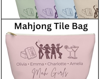 Personalized Mahj ong Hostess Gift Tile Bag, Custom Game Pouch Case, Travel Pouch, Custom Accessory Pouch, Mahgirls, American mahjong