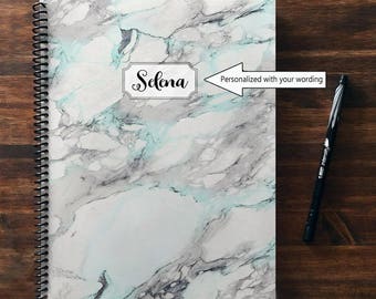 Marble notebook black &amp; white marble Spiral notebook | Etsy